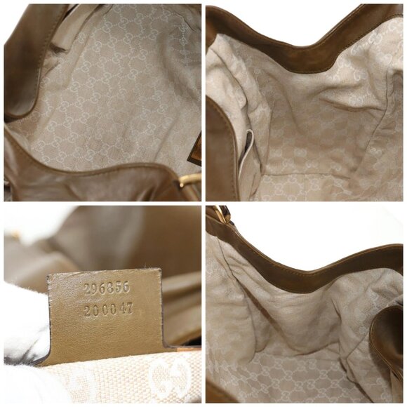 GUCCI Horsebit Shoulder Bag Leather Khaki Auth ep11163 - Picture 15 of 16